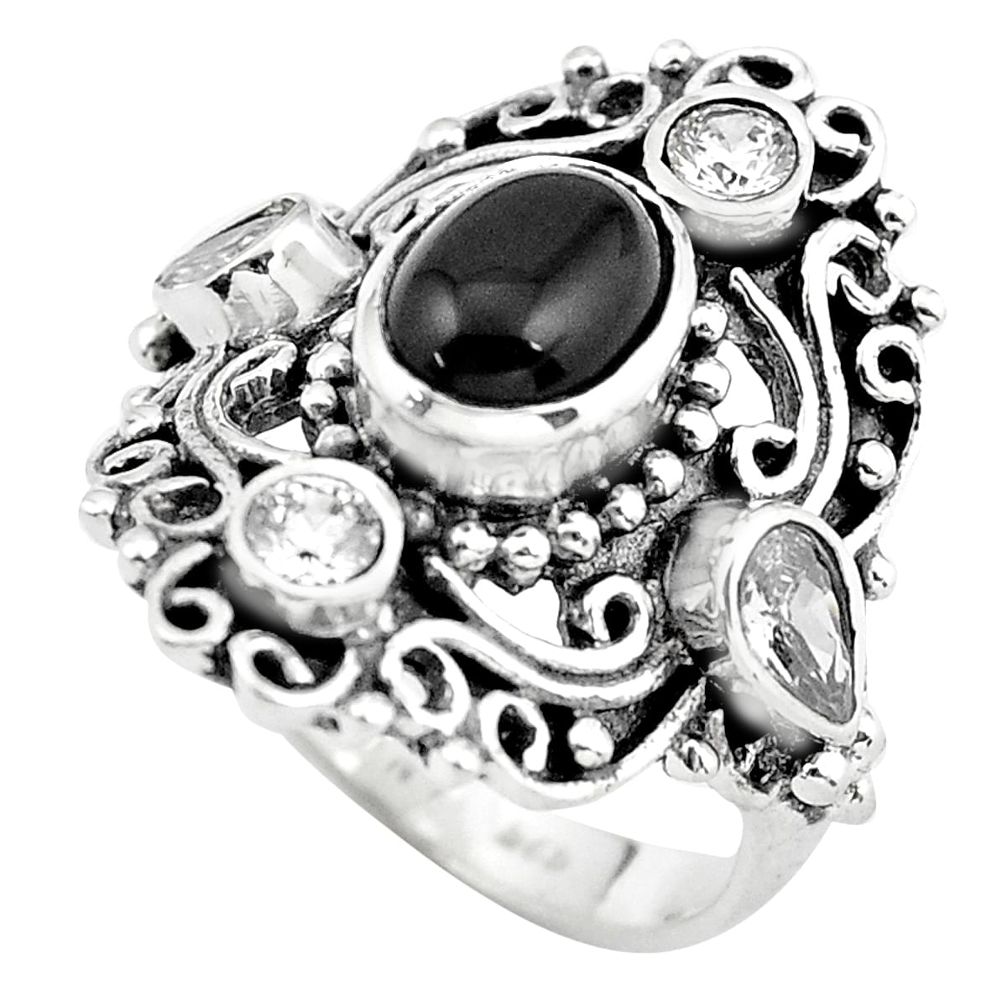 4.82cts natural black onyx topaz 925 sterling silver ring jewelry size 6 p55945