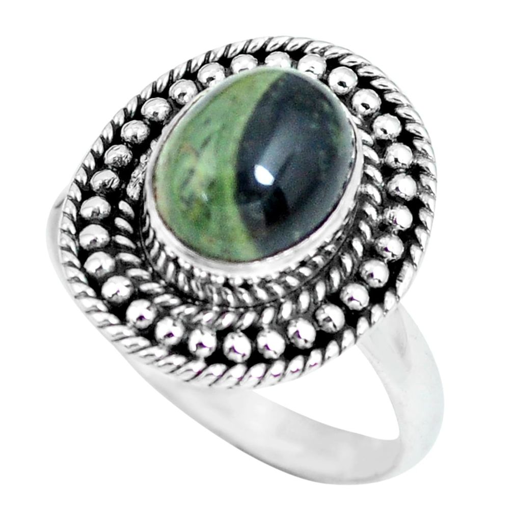 3.35cts natural black toad eye 925 silver solitaire ring jewelry size 8.5 p63167