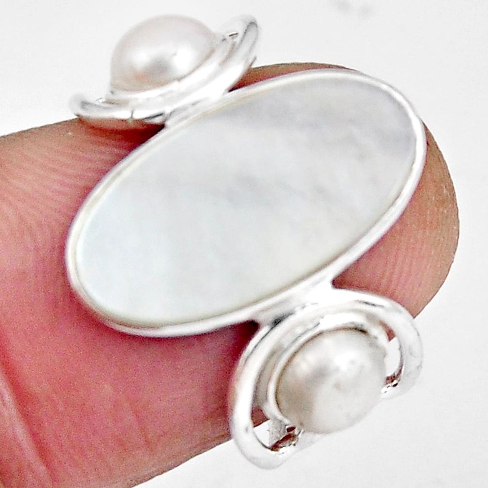 6.36cts natural blister pearl pearl 925 sterling silver ring size 5.5 p89881