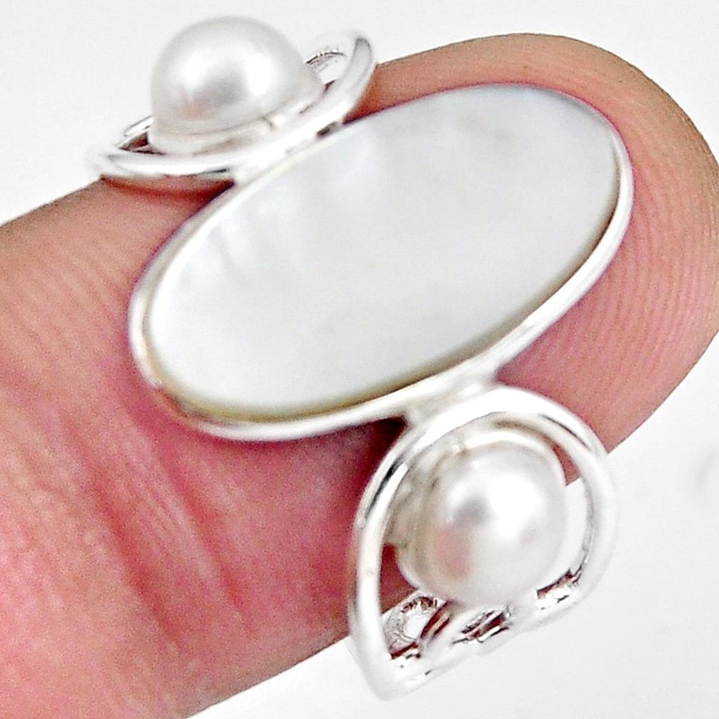 6.64cts natural blister pearl pearl 925 sterling silver ring size 8.5 p89883