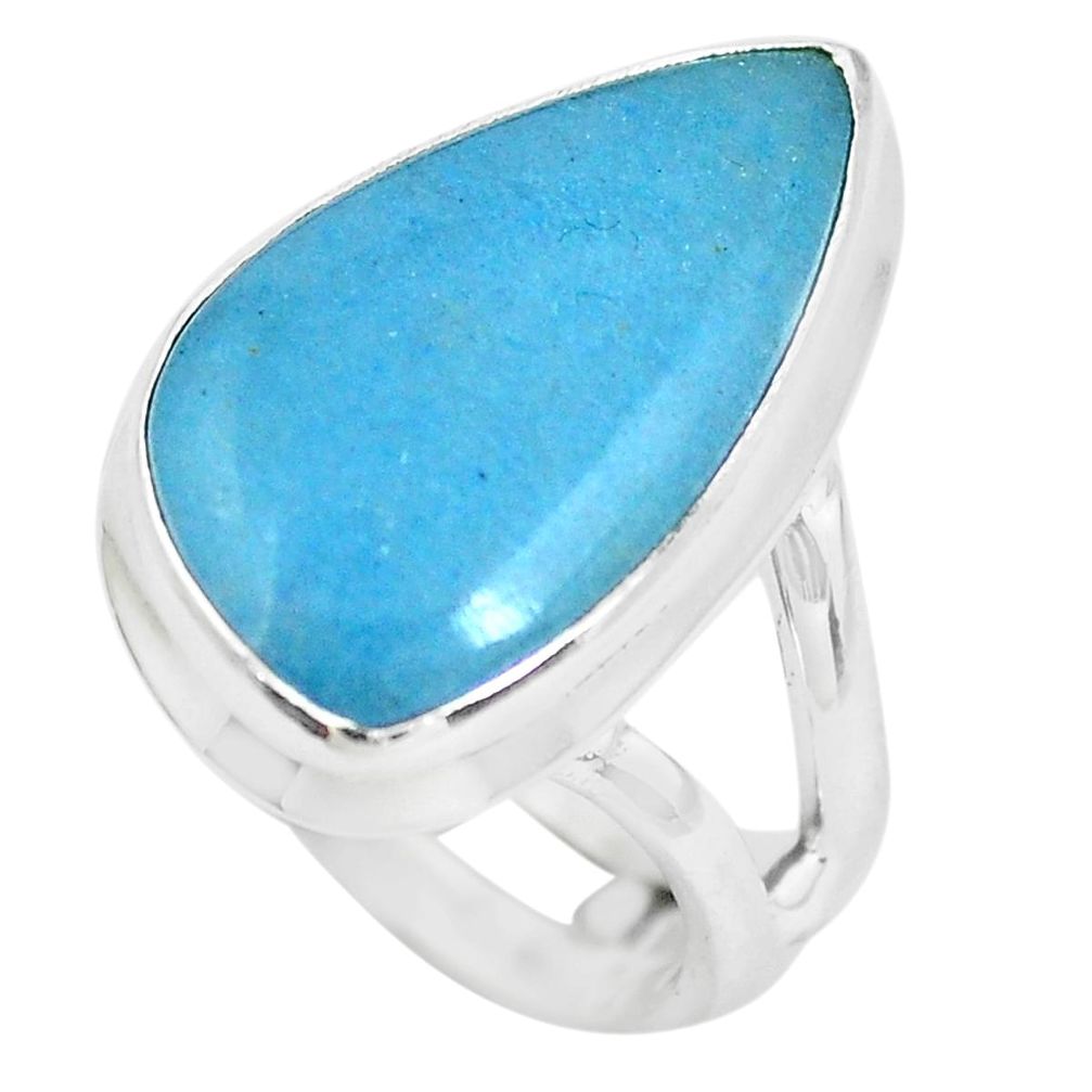 9.86cts natural blue angelite 925 silver solitaire ring jewelry size 5 p61500