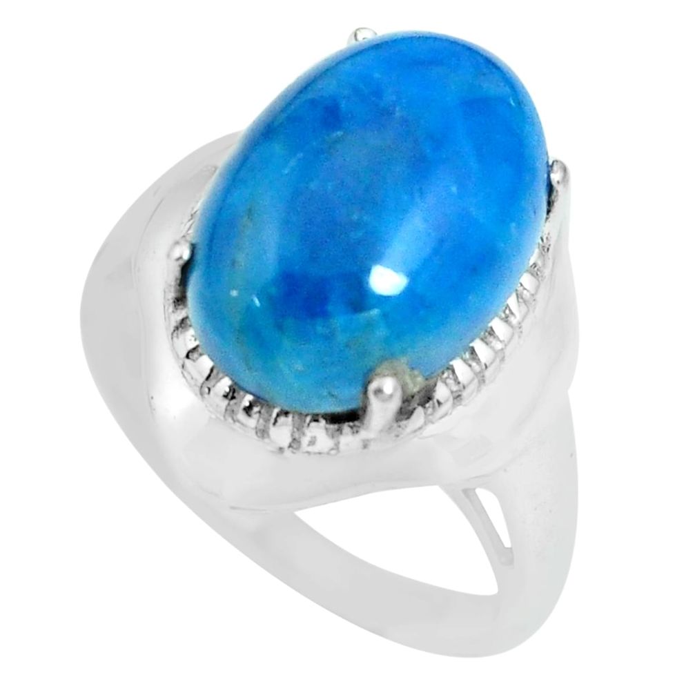 6.59cts natural blue apatite 925 sterling silver solitaire ring size 6 p69944