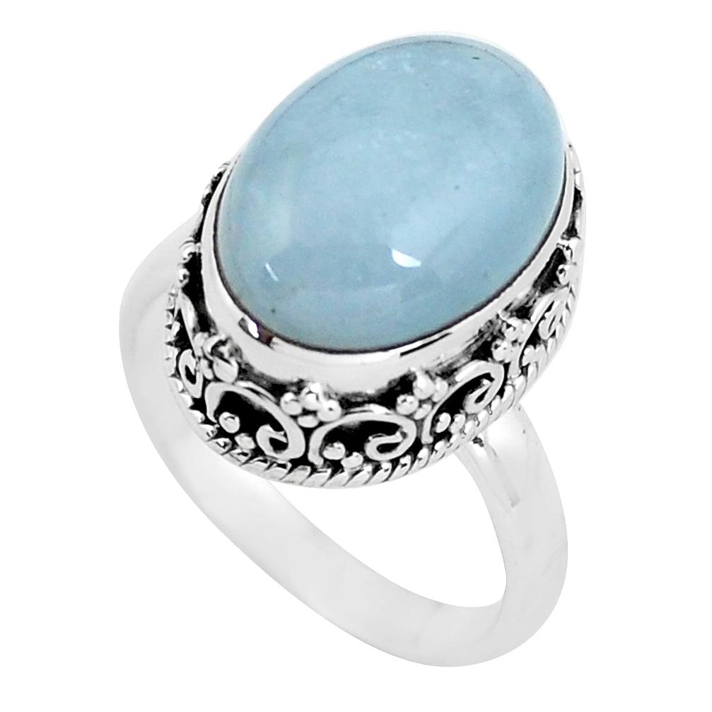 6.76cts natural blue aquamarine 925 silver solitaire ring jewelry size 7 p56582