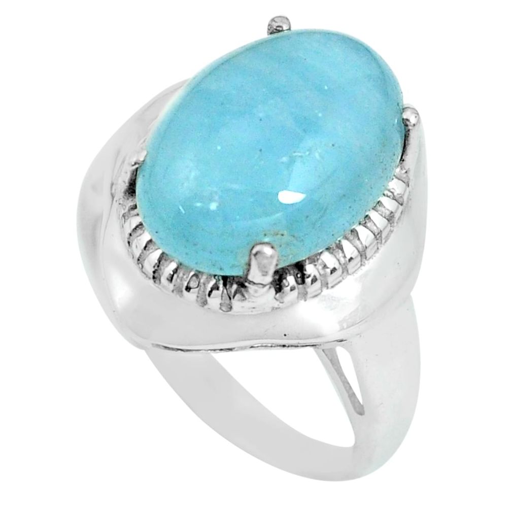 6.36cts natural blue aquamarine 925 silver solitaire ring jewelry size 7 p69948