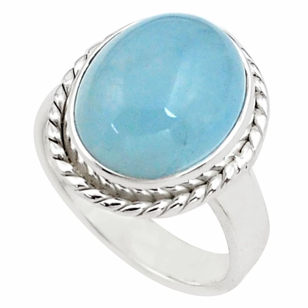 9.65cts natural blue aquamarine 925 silver solitaire ring jewelry size 8 p77783