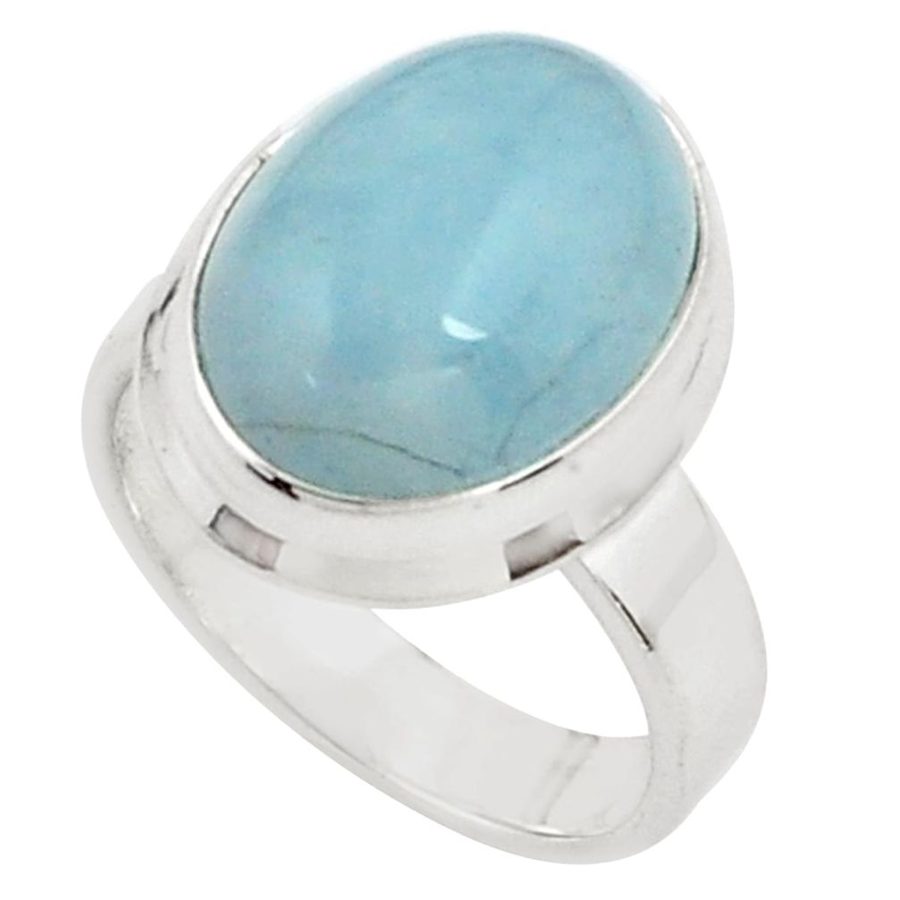 8.14cts natural blue aquamarine 925 silver solitaire ring jewelry size 7 p77819