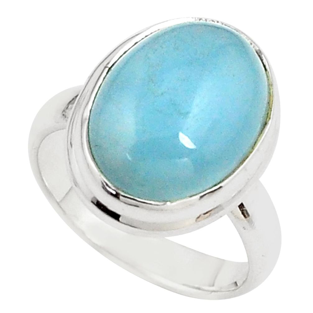 8.44cts natural blue aquamarine 925 silver solitaire ring jewelry size 7 p78301