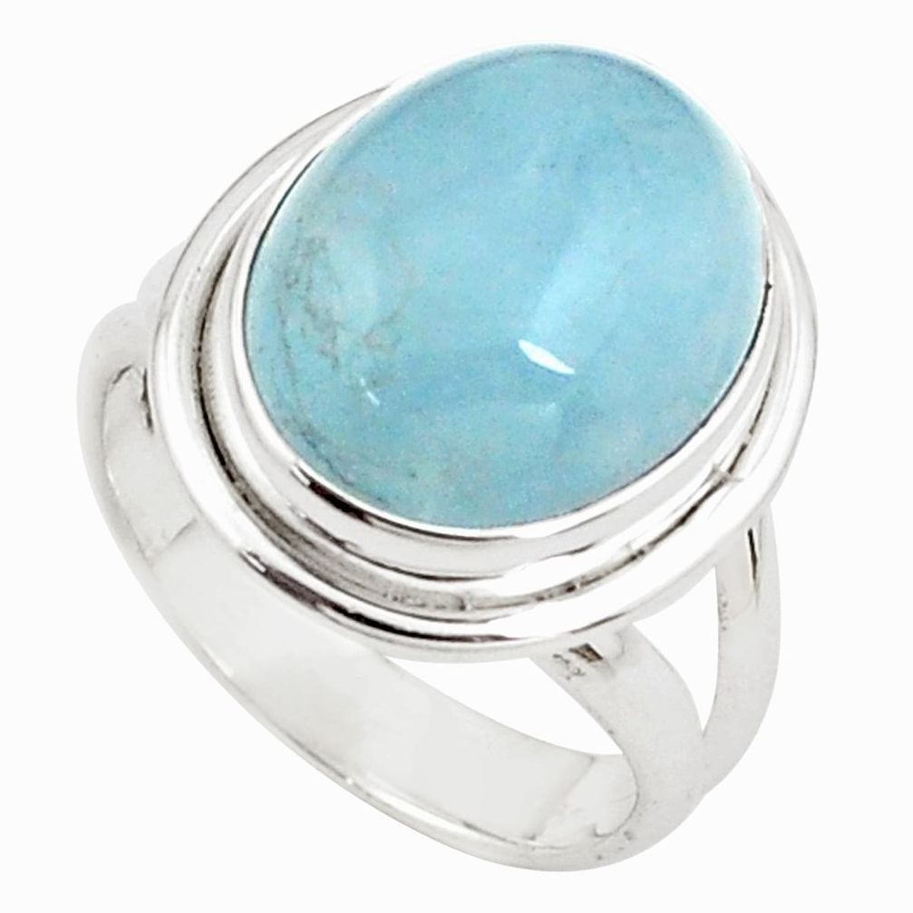8.93cts natural blue aquamarine 925 silver solitaire ring jewelry size 7 p78314