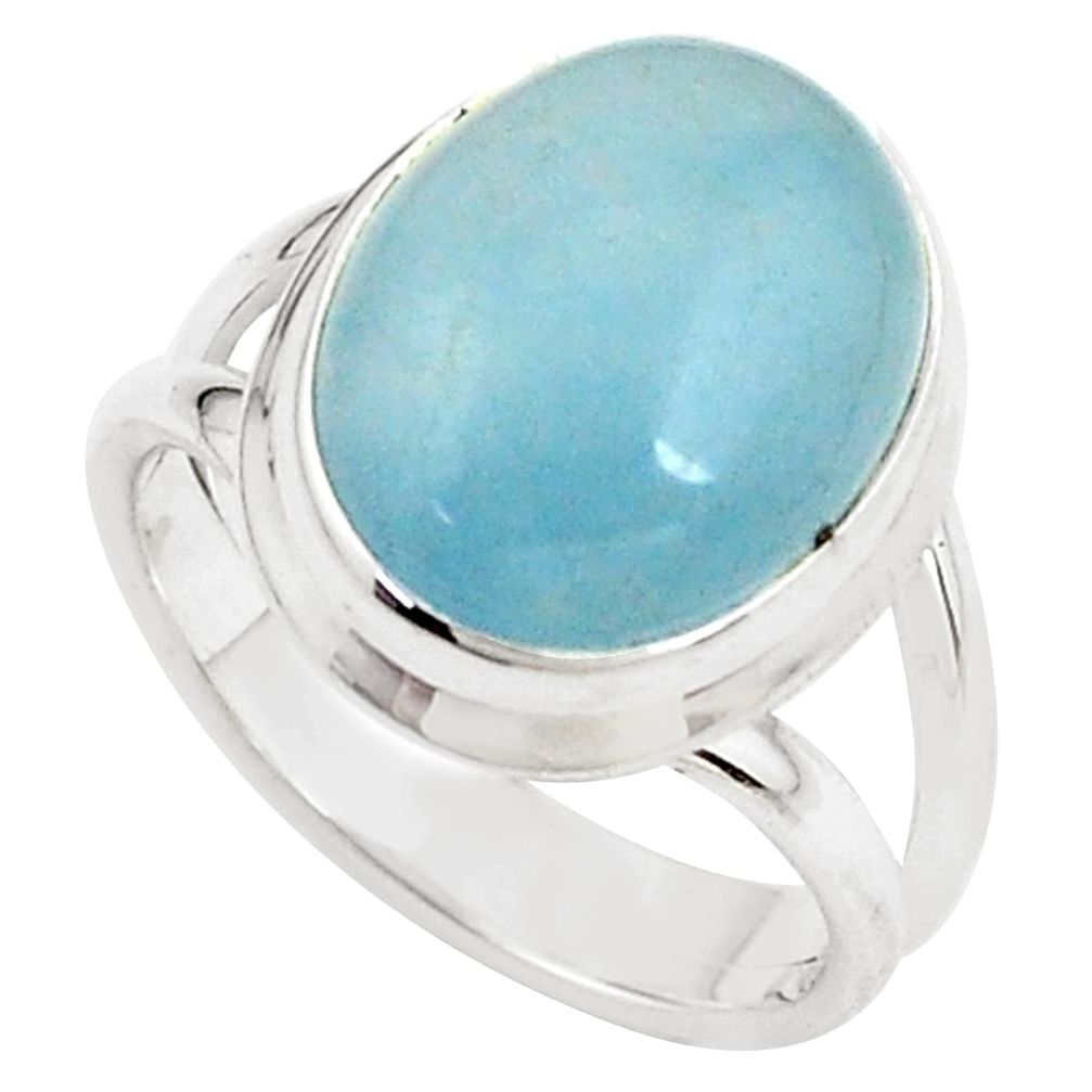 7.66cts natural blue aquamarine 925 silver solitaire ring jewelry size 7 p78331