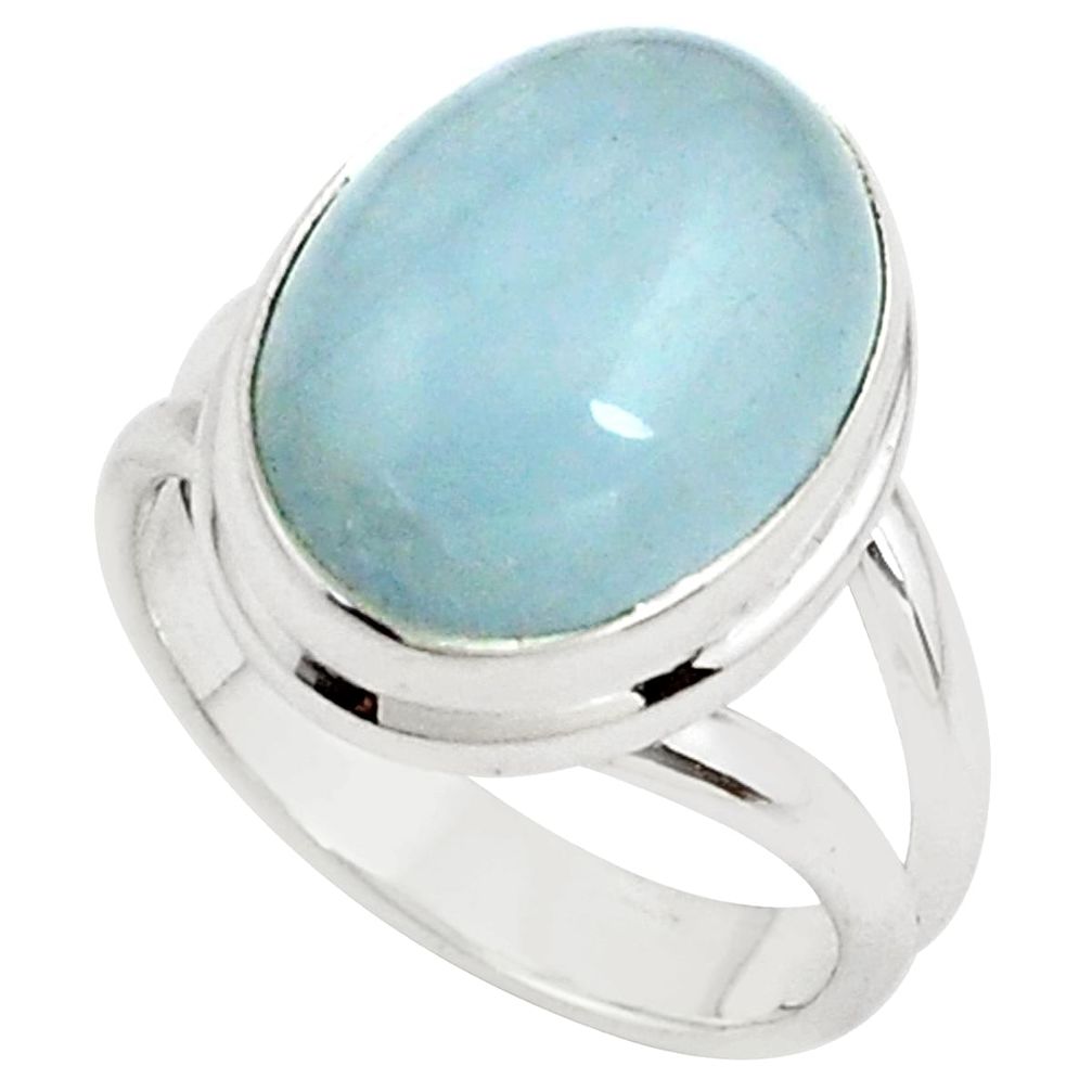 8.14cts natural blue aquamarine 925 silver solitaire ring jewelry size 7 p78337