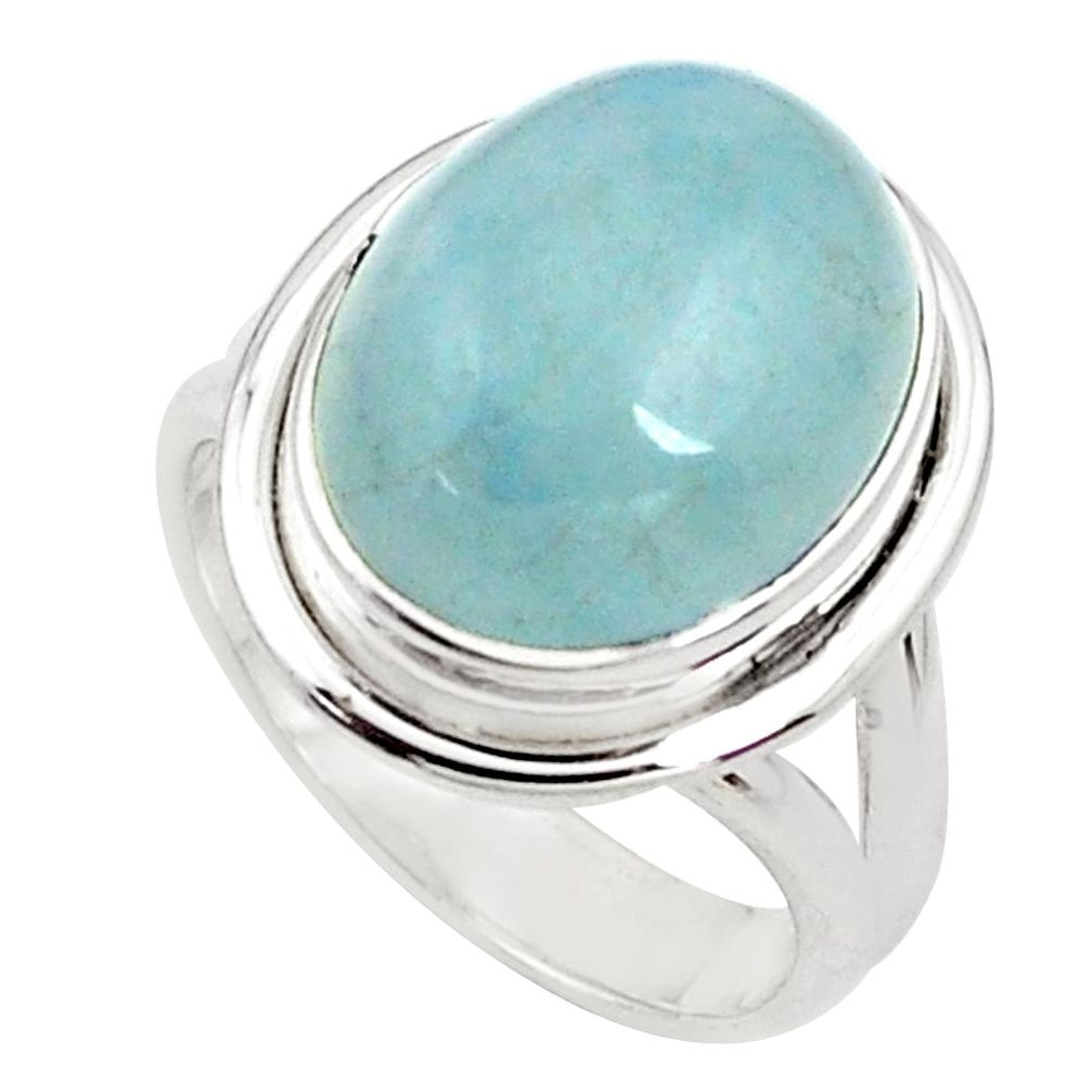 8.70cts natural blue aquamarine 925 silver solitaire ring jewelry size 7 p78346