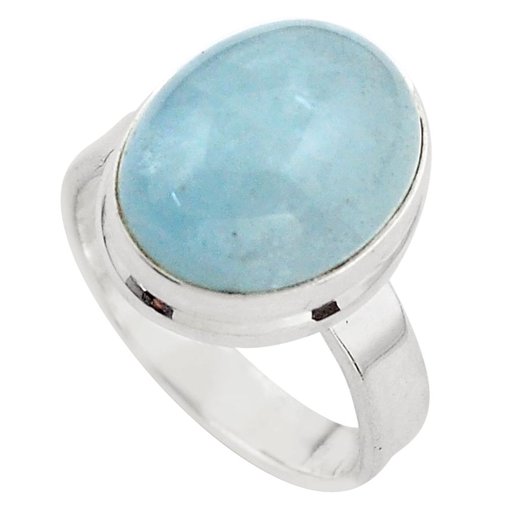 10.54cts natural blue aquamarine 925 silver solitaire ring jewelry size 8 p88910