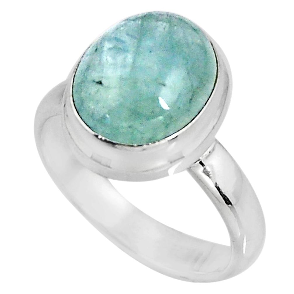 5.13cts natural blue aquamarine 925 silver solitaire ring jewelry size 7 p92626
