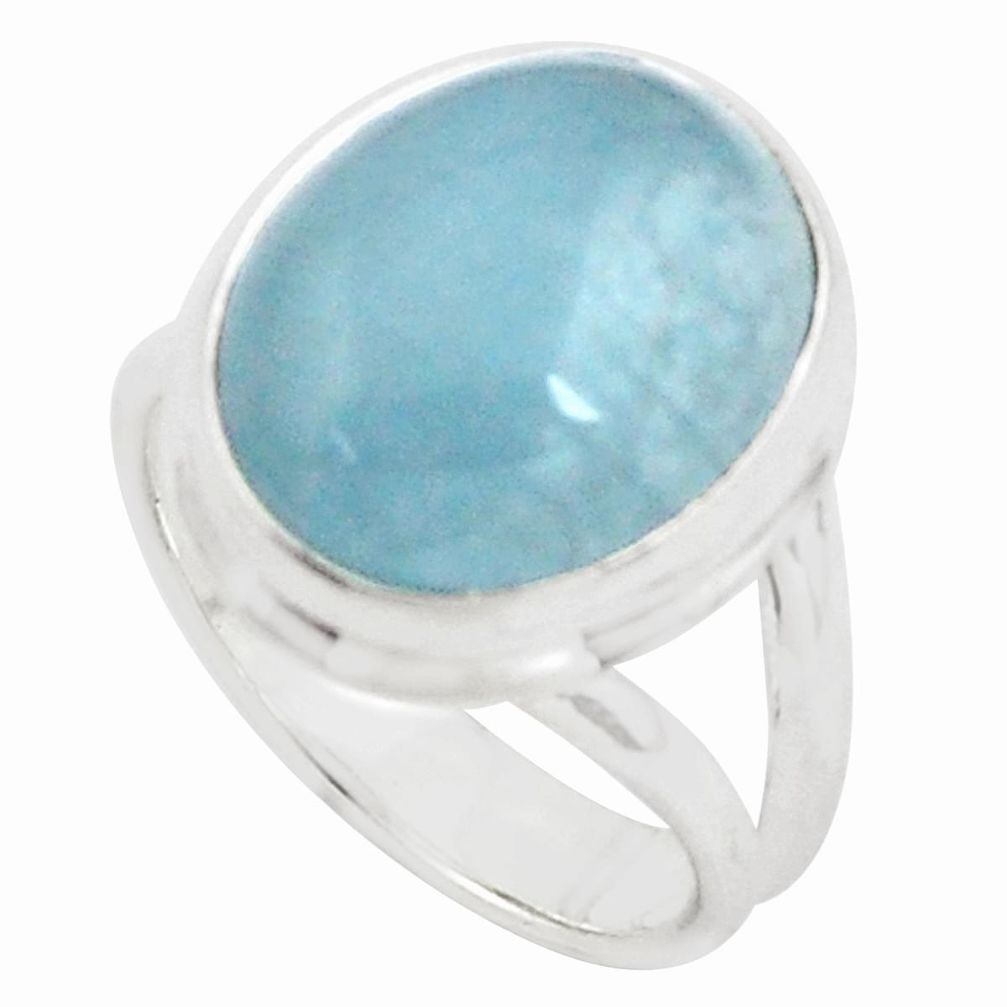 8.83cts natural blue aquamarine 925 silver solitaire ring size 6.5 p77781