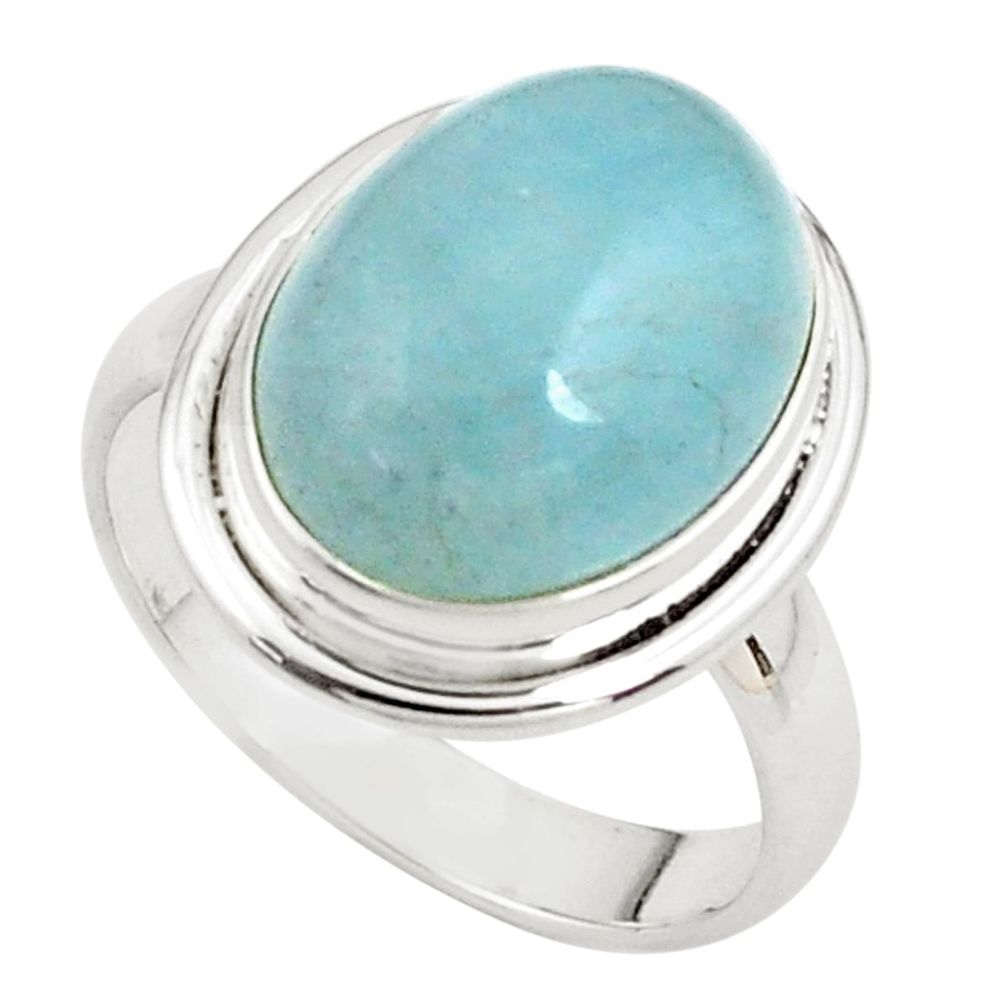 8.96cts natural blue aquamarine 925 silver solitaire ring size 8.5 p78316