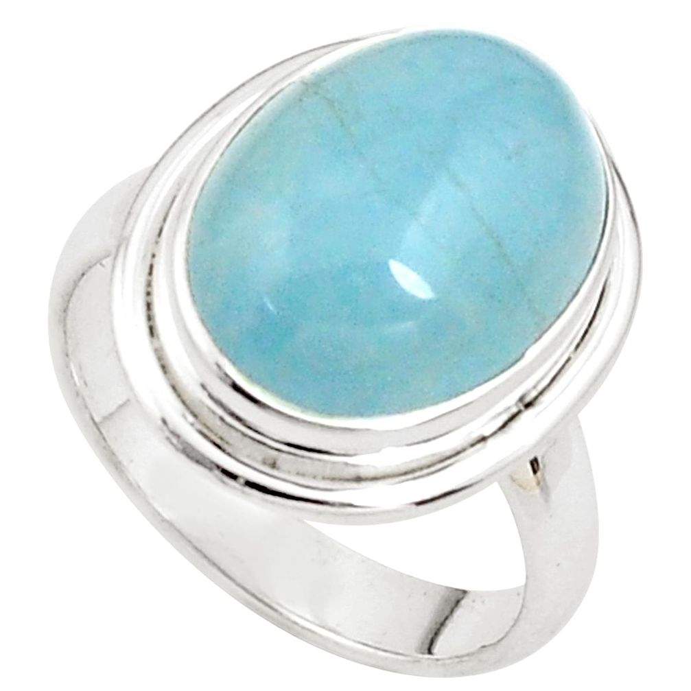 10.04cts natural blue aquamarine 925 silver solitaire ring size 7.5 p78319