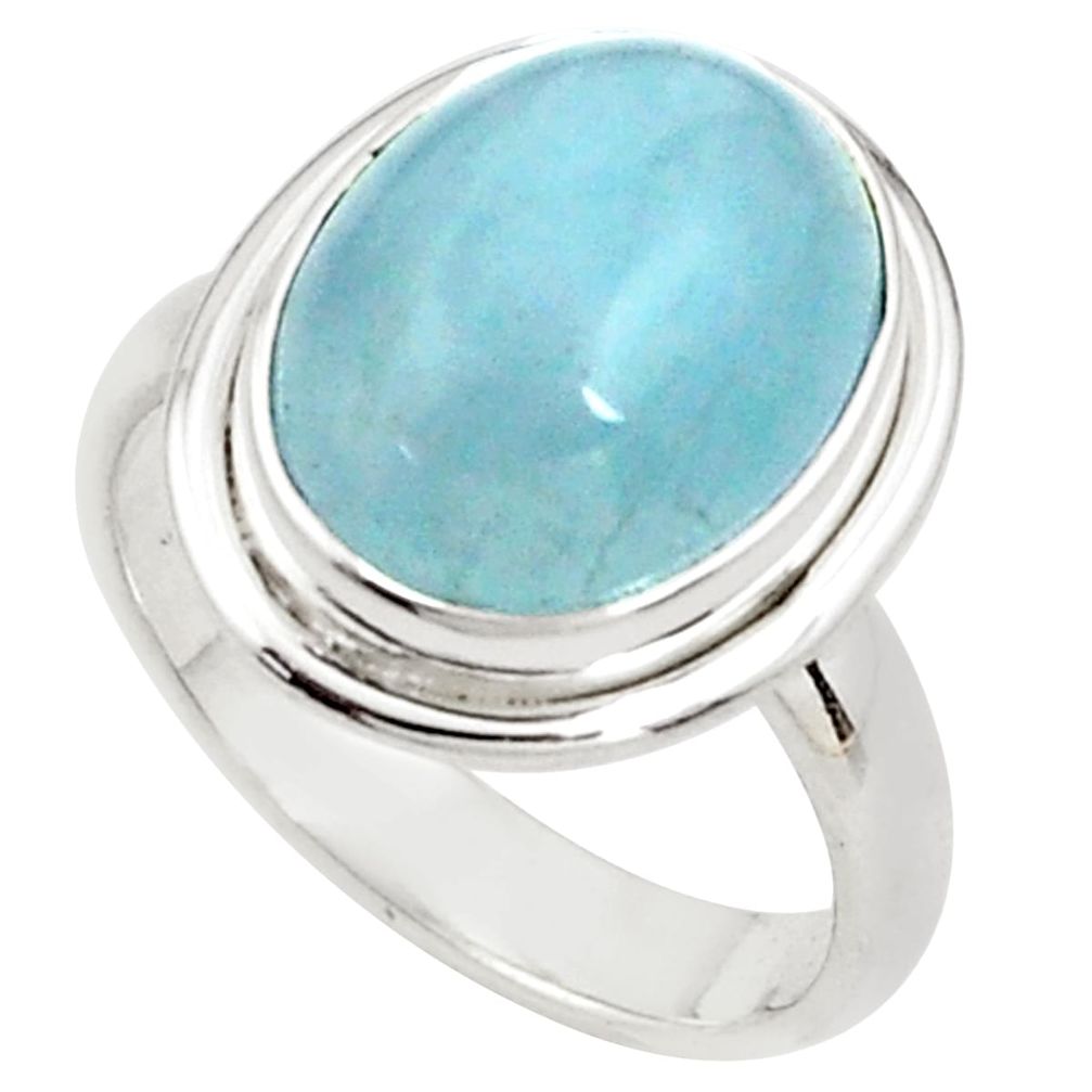7.22cts natural blue aquamarine 925 silver solitaire ring size 7.5 p78343