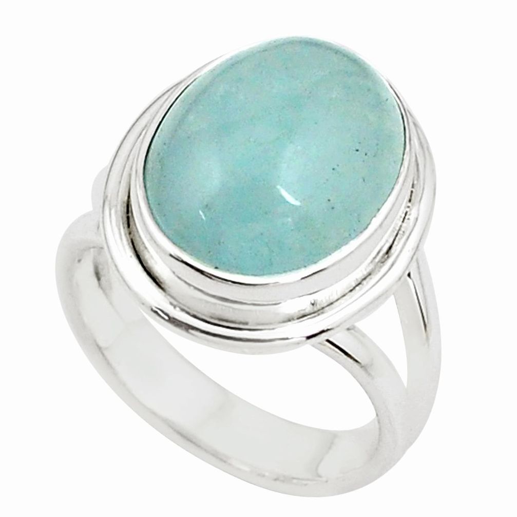 8.14cts natural blue aquamarine 925 silver solitaire ring size 6.5 p78352