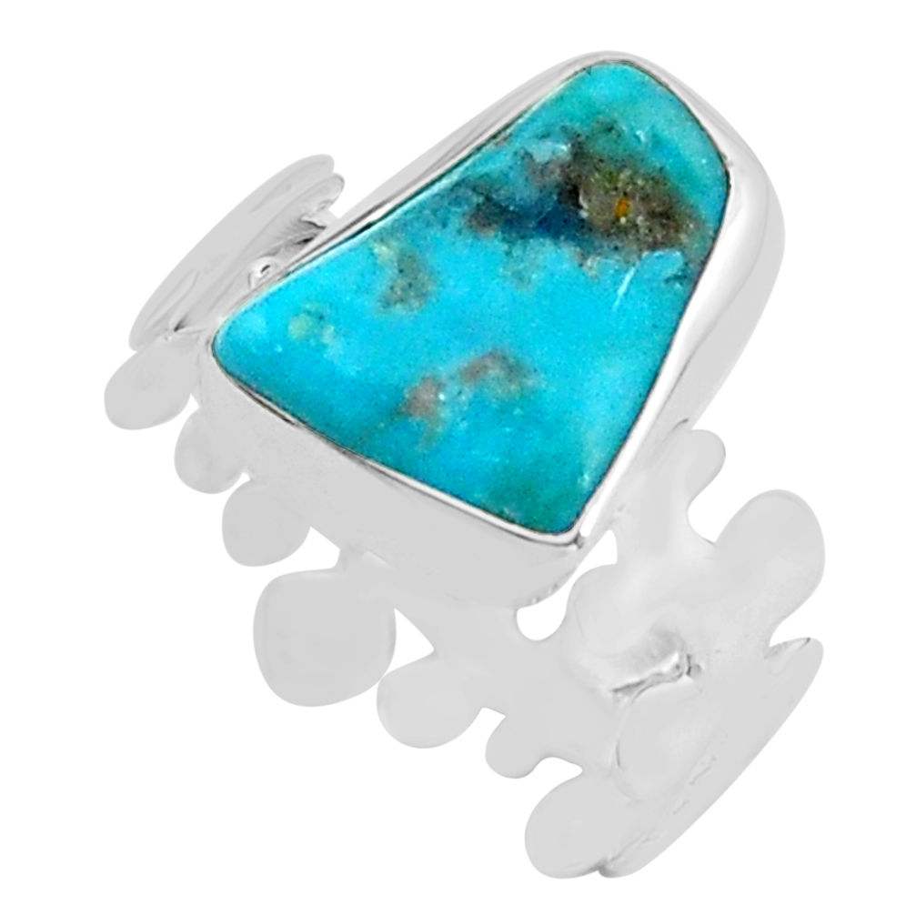 5.54cts natural blue campitos turquoise 925 silver solitaire ring size 8 p80334