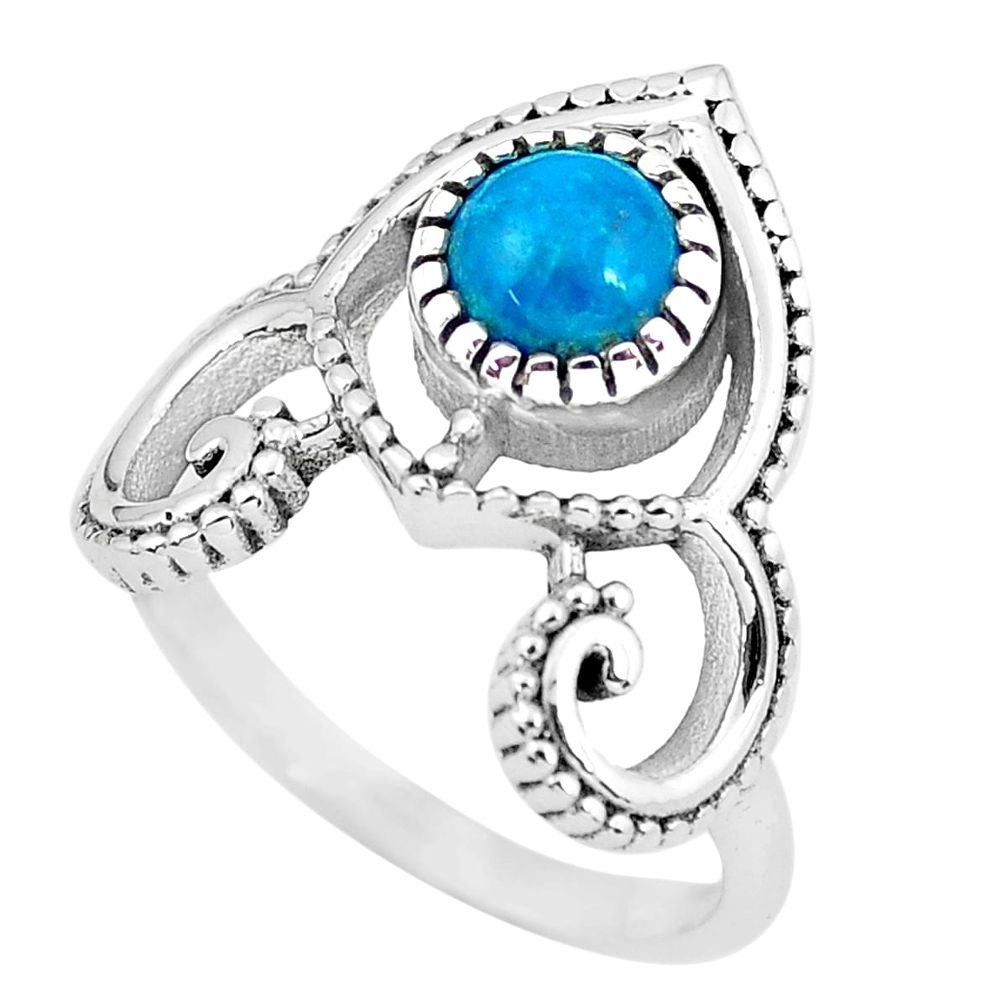 1.28cts natural blue chrysocolla 925 silver solitaire ring jewelry size 7 p57786