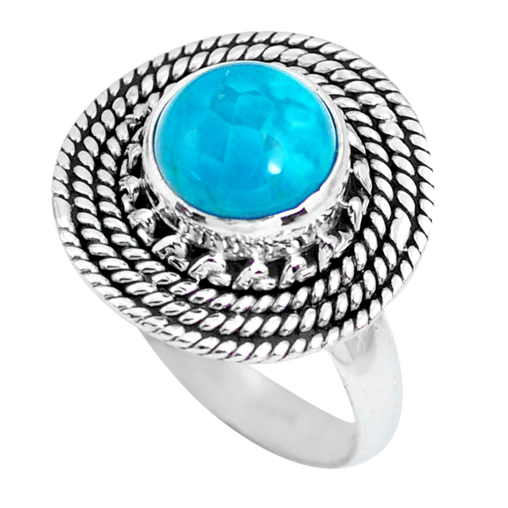 3.19cts natural blue chrysocolla 925 silver solitaire ring jewelry size 7 p63217