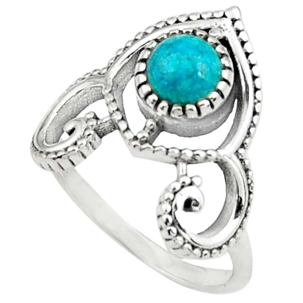 0.85cts natural blue chrysocolla 925 silver solitaire ring jewelry size 8 p79156