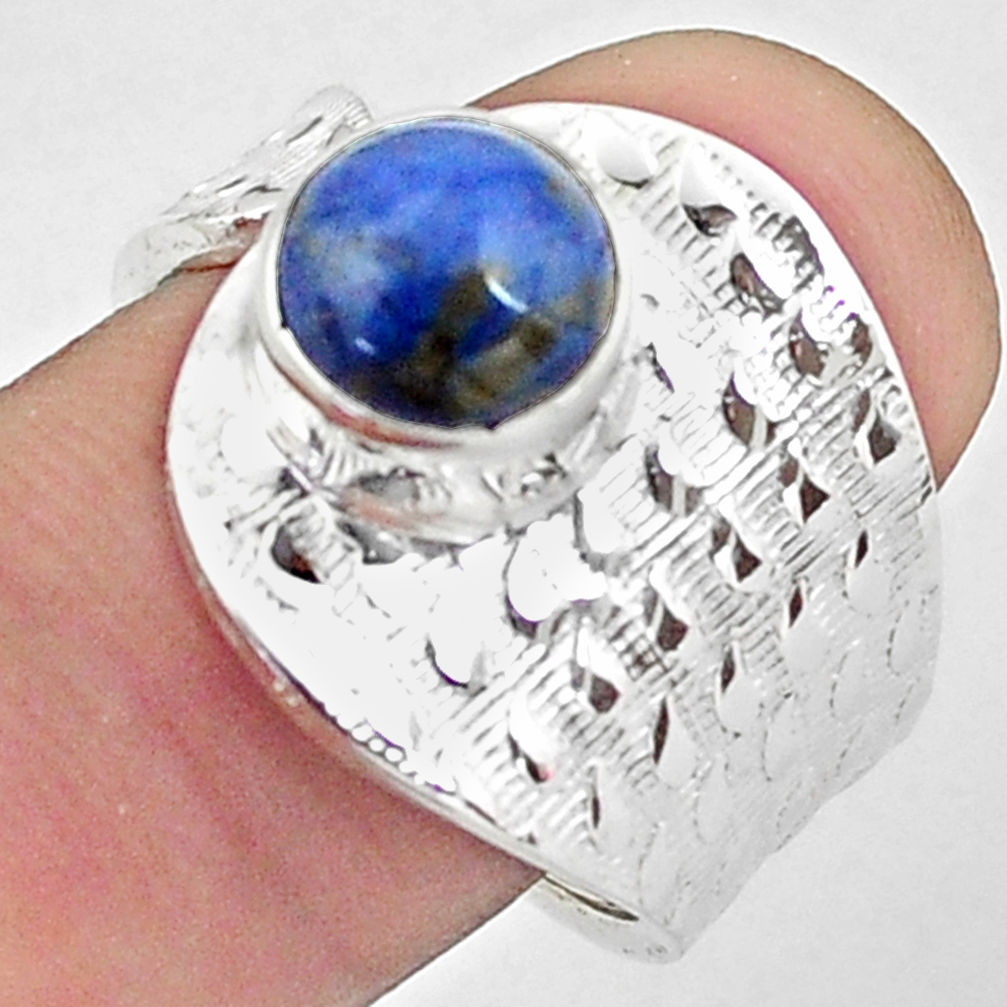 3.26cts natural blue dumortierite 925 silver adjustable ring size 8.5 p57172