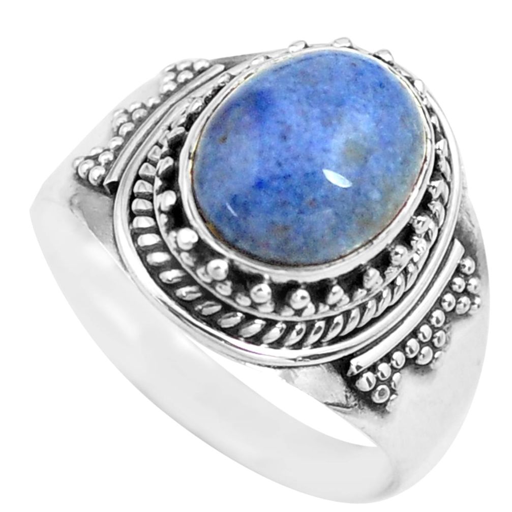 4.22cts natural blue dumortierite 925 silver solitaire ring size 7.5 p71675