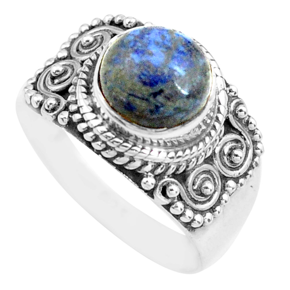3.28cts natural blue dumortierite 925 silver solitaire ring size 7 p71676