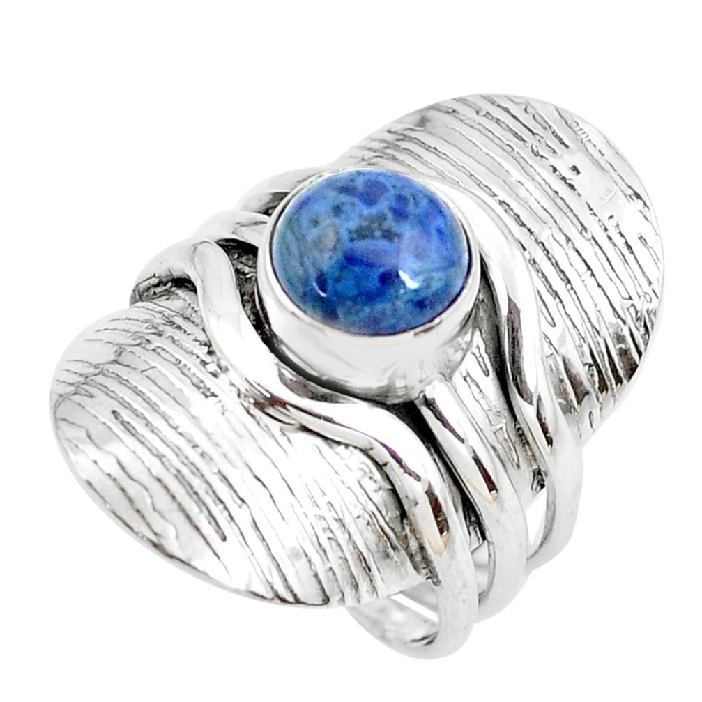 3.33cts natural blue dumortierite 925 sterling silver ring size 7.5 p50595