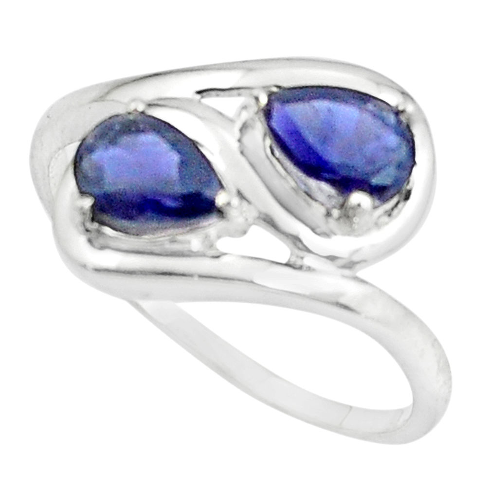 3.32cts natural blue iolite 925 sterling silver ring jewelry size 9.5 p62199