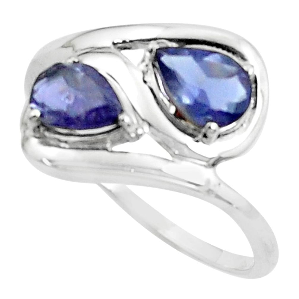 3.12cts natural blue iolite 925 sterling silver ring jewelry size 8 p62200