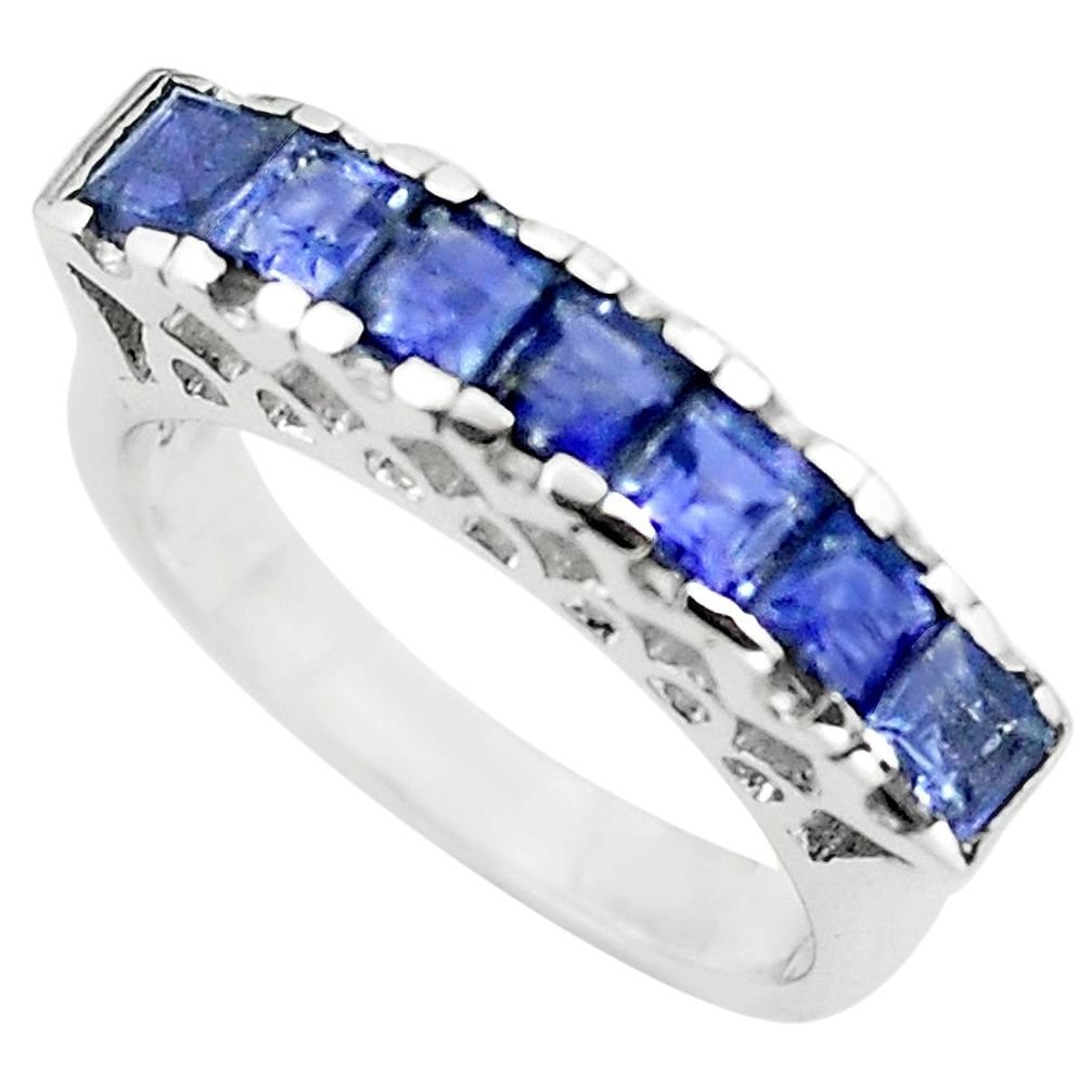 3.13cts natural blue iolite 925 sterling silver ring jewelry size 5.5 p73141