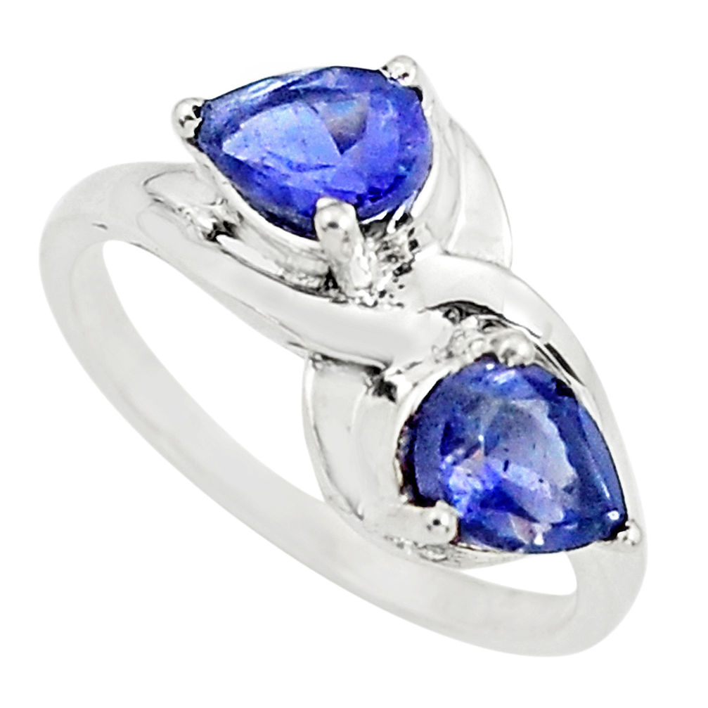 3.13cts natural blue iolite 925 sterling silver ring jewelry size 6 p73160