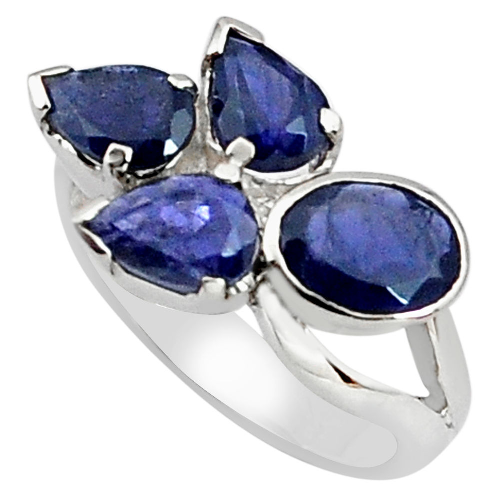 7.04cts natural blue iolite 925 sterling silver ring jewelry size 7.5 p81659