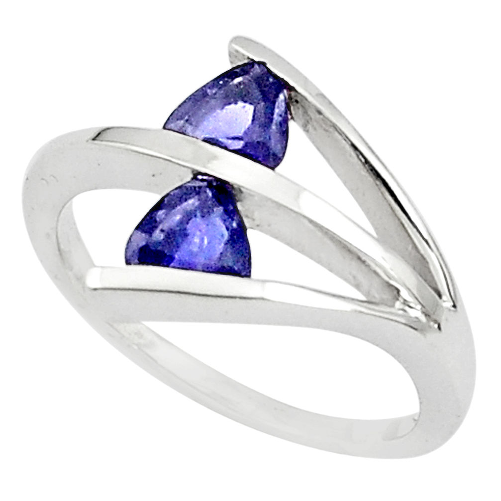 1.59cts natural blue iolite 925 sterling silver ring jewelry size 6.5 p81916