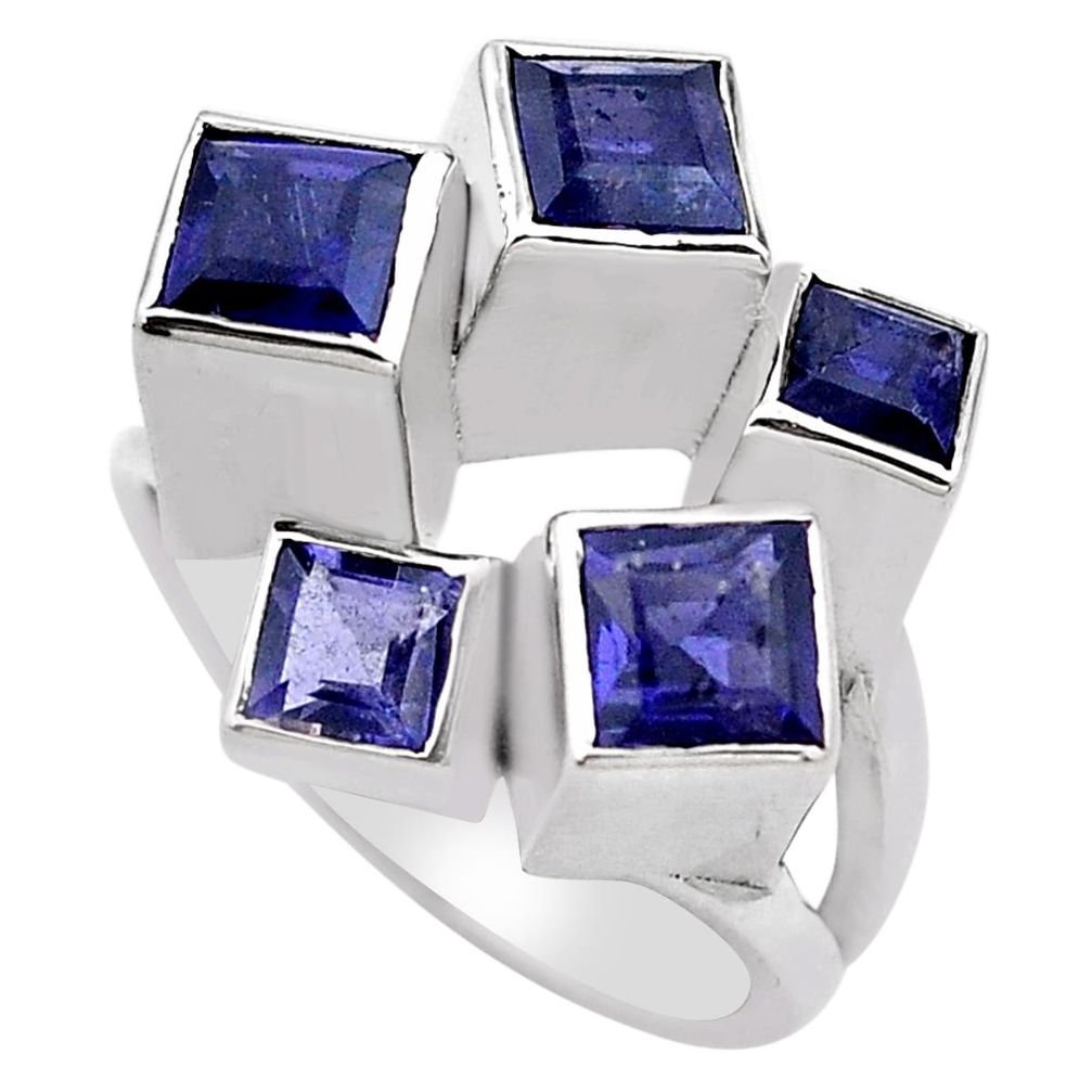 3.59cts natural blue iolite 925 sterling silver ring jewelry size 10 p83160