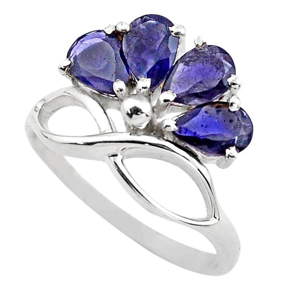 4.53cts natural blue iolite 925 sterling silver ring jewelry size 5.5 p83516