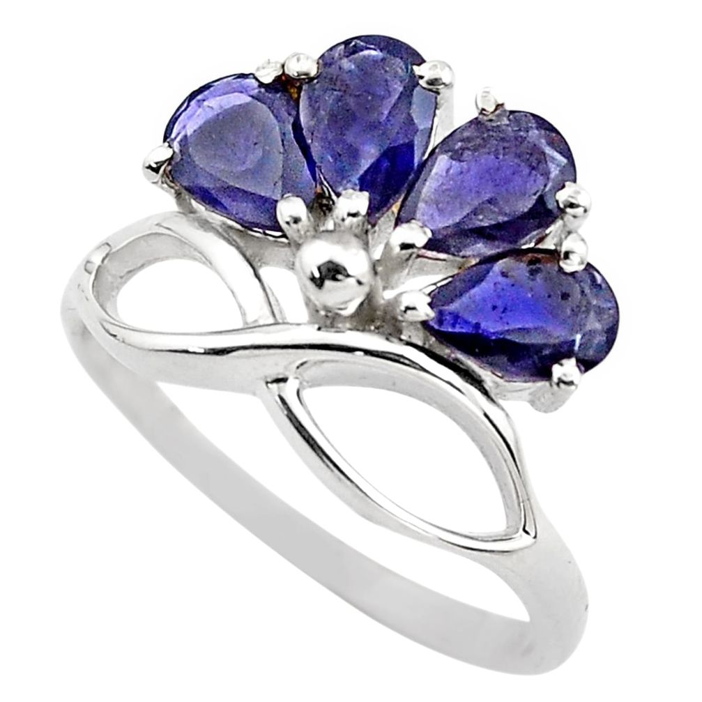 4.53cts natural blue iolite 925 sterling silver ring jewelry size 9 p83518