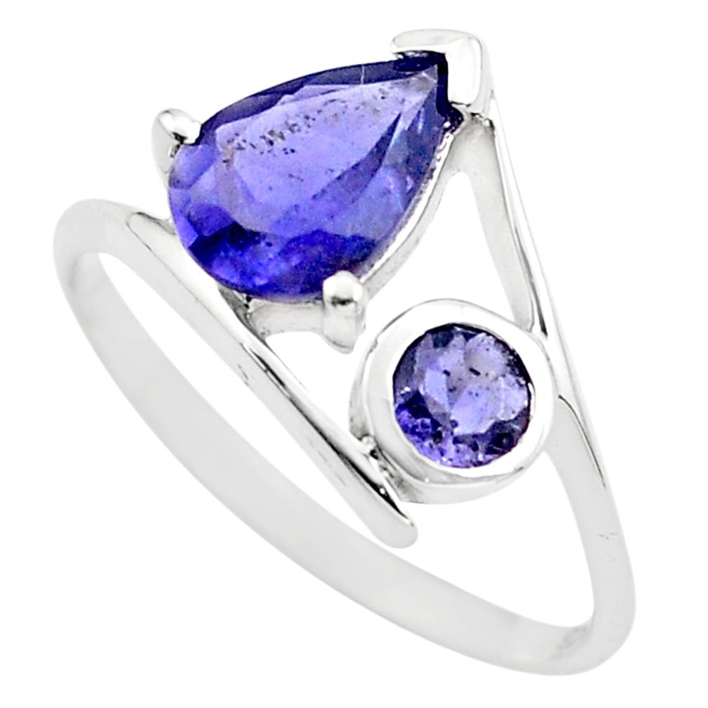 2.48cts natural blue iolite 925 sterling silver ring jewelry size 6.5 p83560