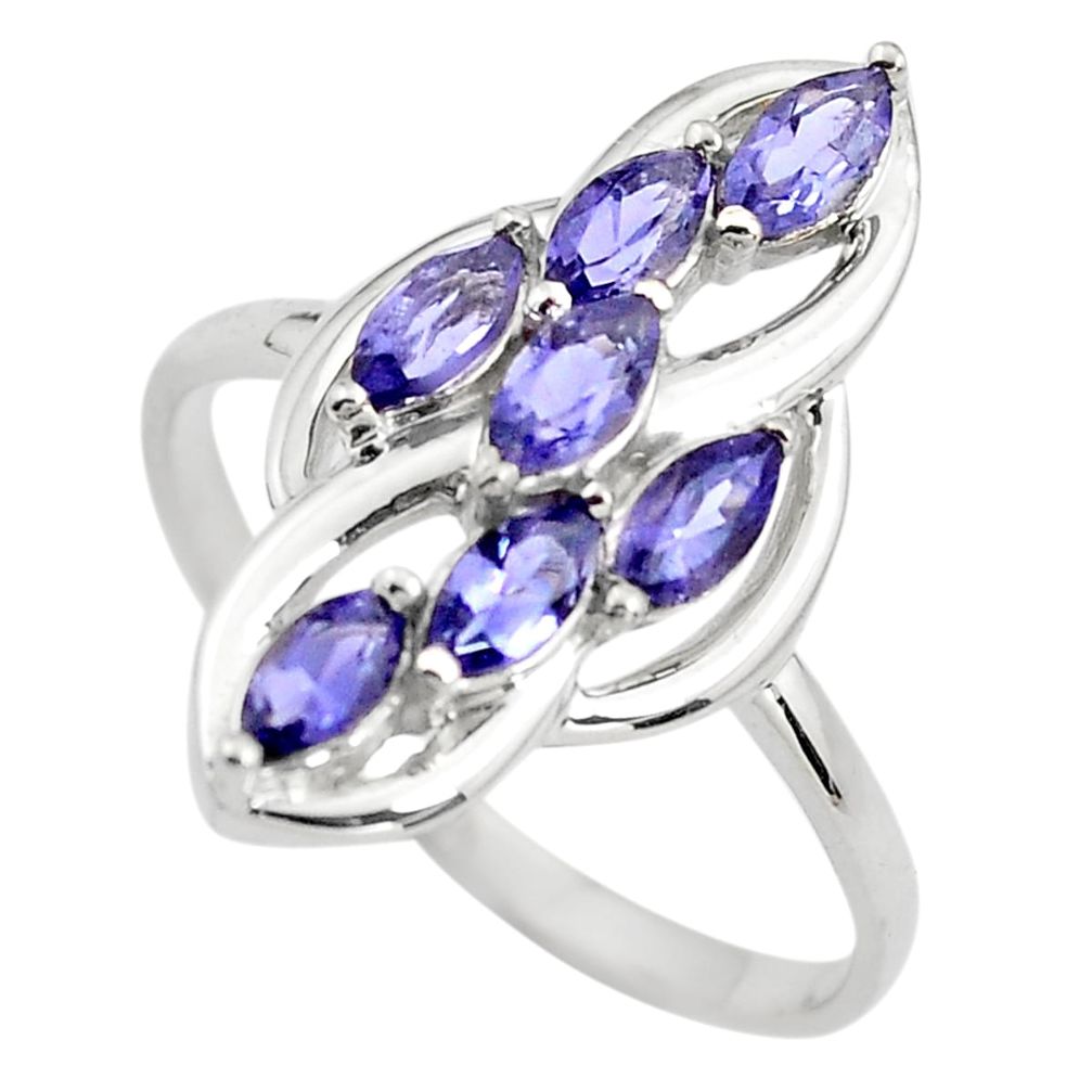 4.80cts natural blue iolite 925 sterling silver ring jewelry size 9 p83658