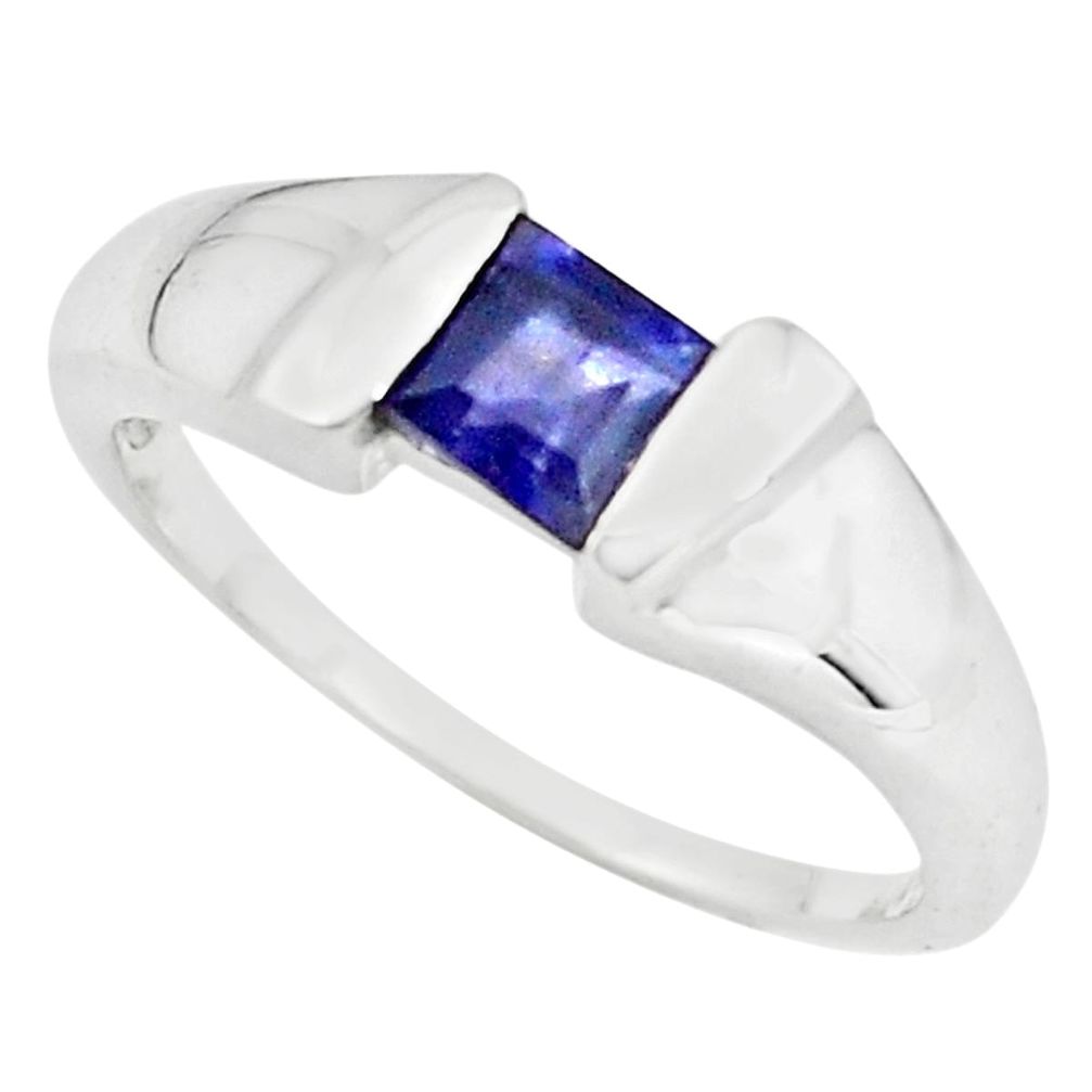 0.97cts natural blue iolite 925 sterling silver solitaire ring size 8.5 p73019
