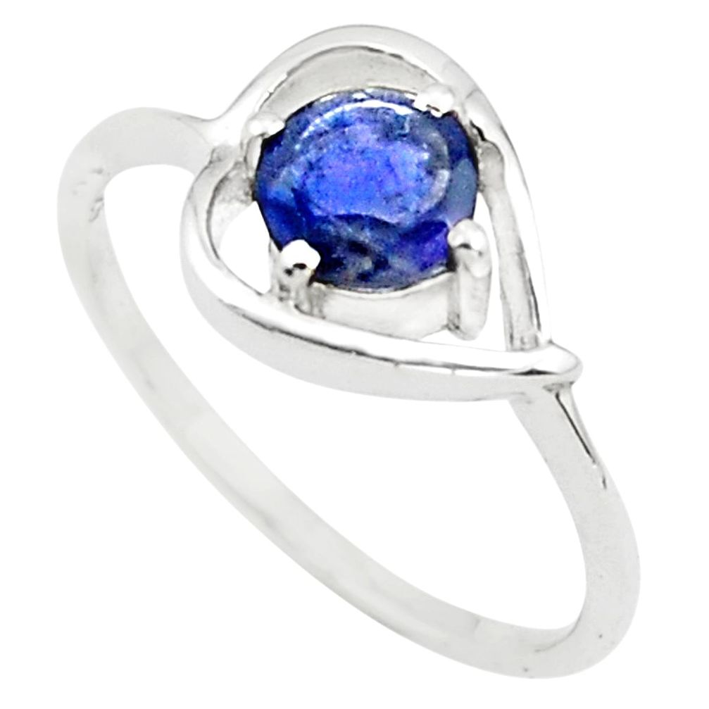 1.49cts natural blue iolite 925 sterling silver solitaire ring size 7.5 p73119