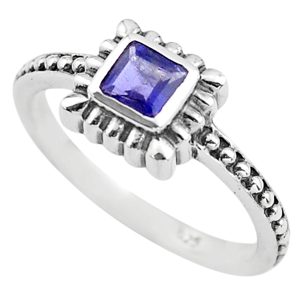 0.42cts natural blue iolite 925 sterling silver solitaire ring size 7.5 p83620