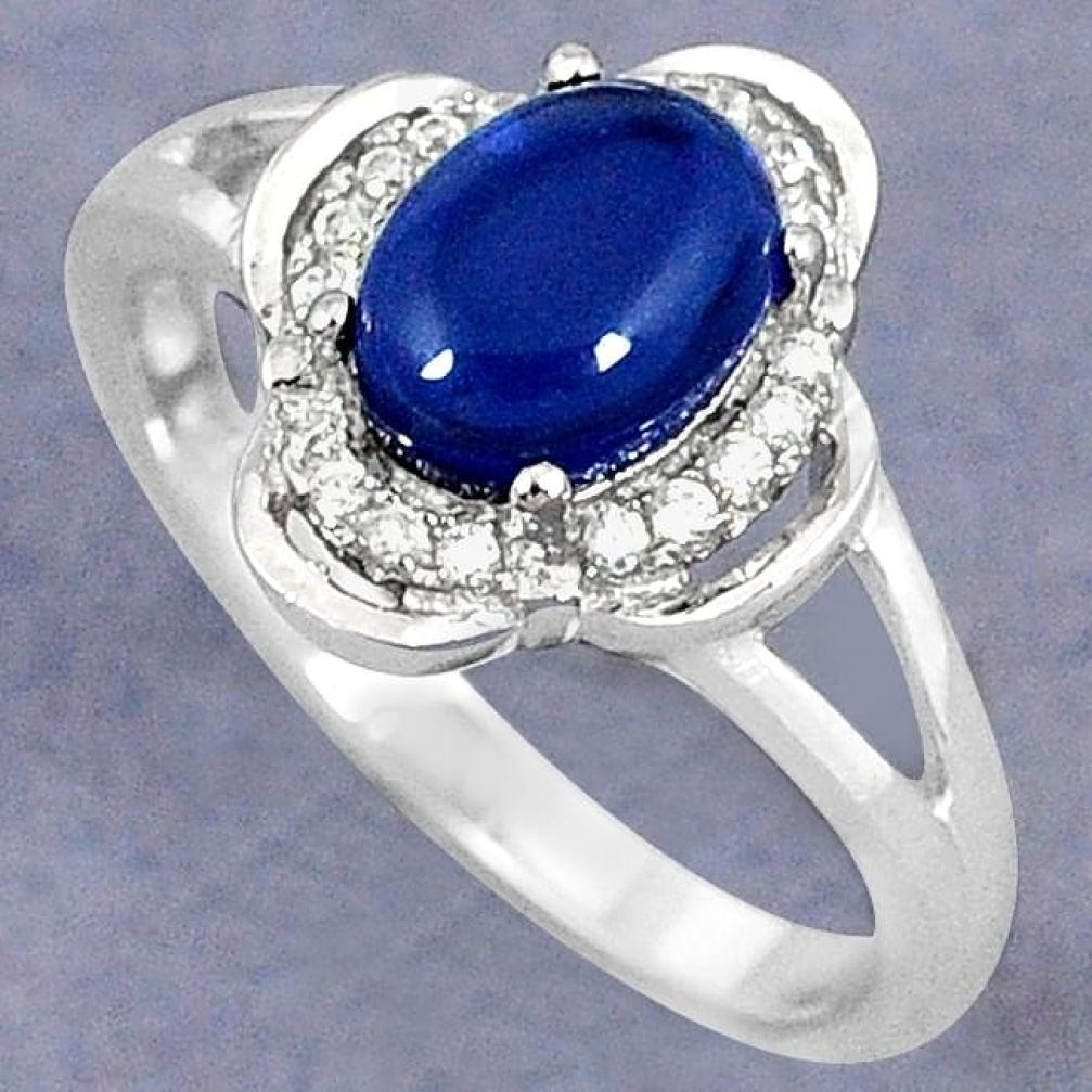 NATURAL BLUE IOLITE WHITE TOPAZ 925 STERLING SILVER RING JEWELRY SIZE 7 H28465