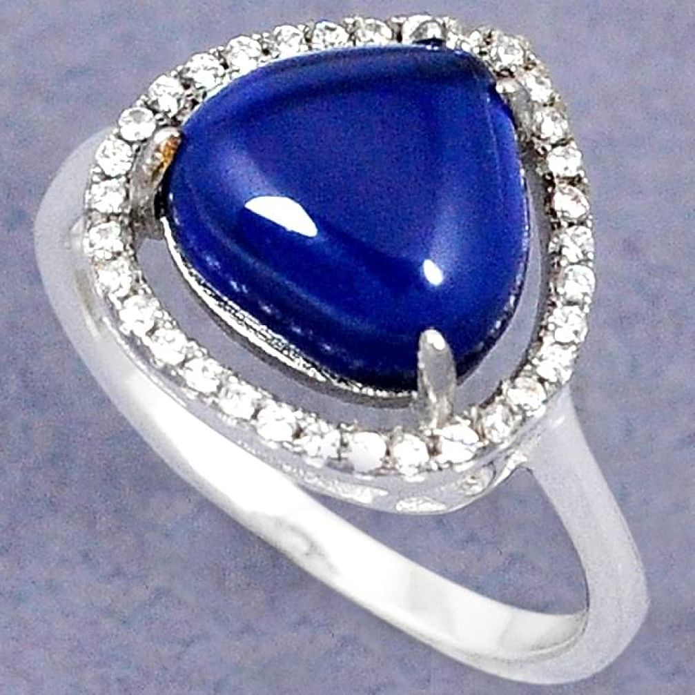 NATURAL BLUE IOLITE WHITE TOPAZ 925 STERLING SILVER RING JEWELRY SIZE 8 H28471