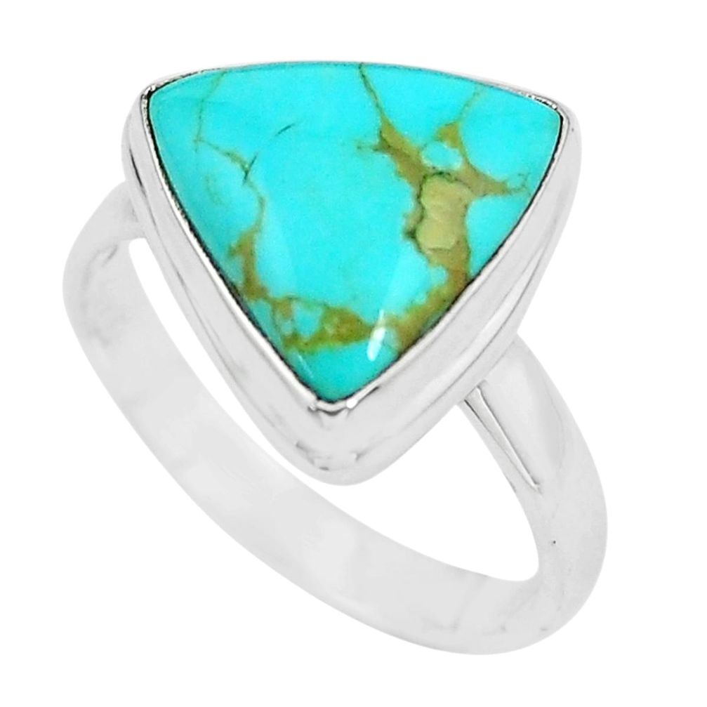 7.04cts natural blue kingman turquoise 925 silver solitaire ring size 8 p65441