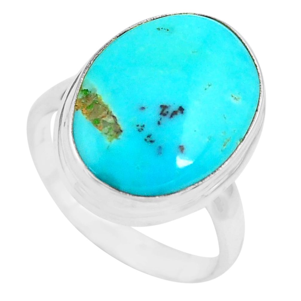 9.47cts natural blue kingman turquoise 925 silver solitaire ring size 7.5 p71325