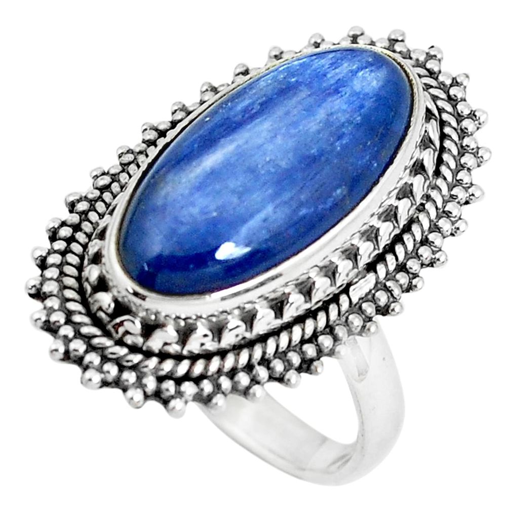 12.62cts natural blue kyanite 925 silver solitaire ring jewelry size 8 d31352