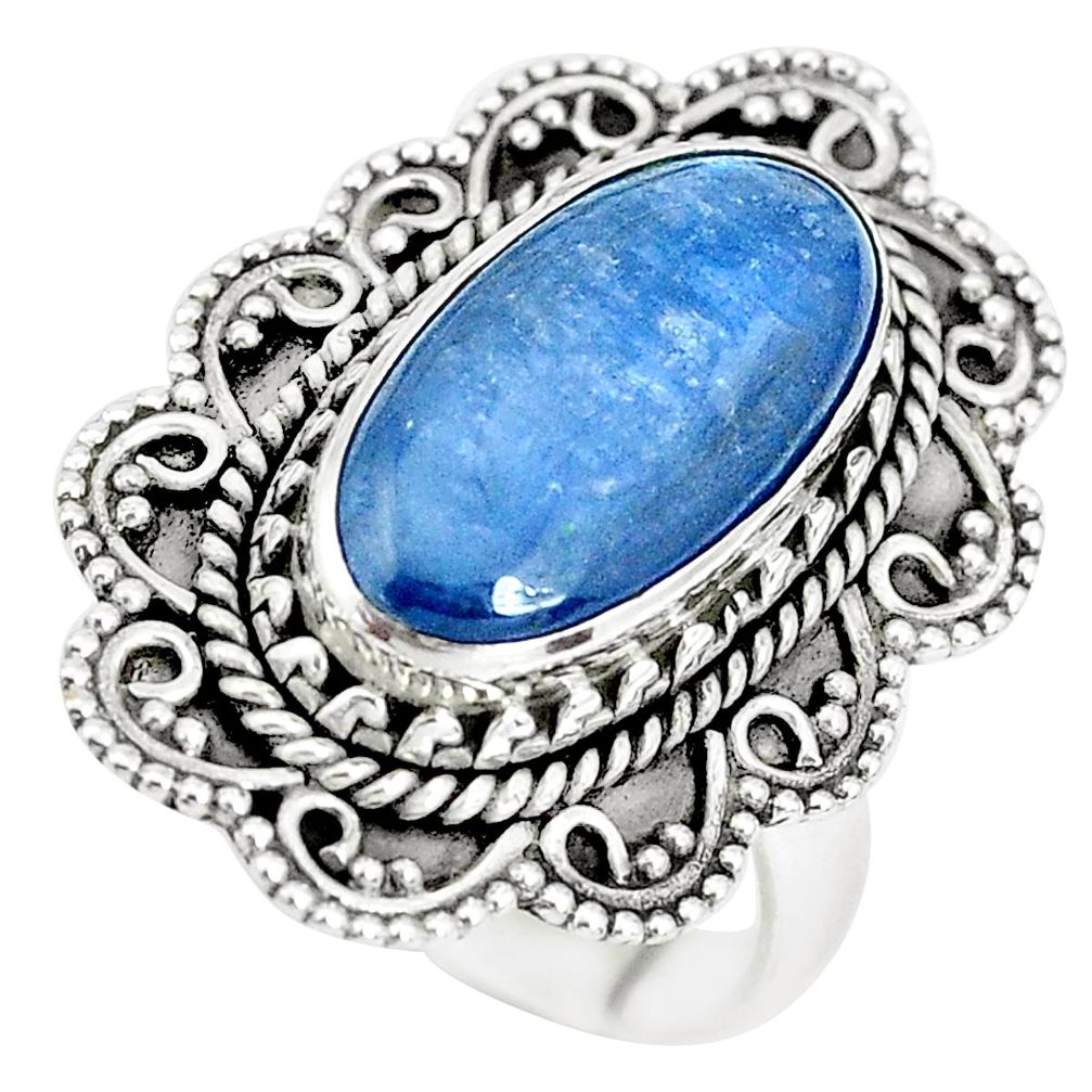 7.02cts natural blue kyanite 925 silver solitaire ring jewelry size 7 p32793